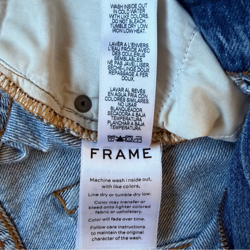 Frame Denim Le Original high rise Light Blue distressed cropped Jeans size 24 - Picture 10 of 16